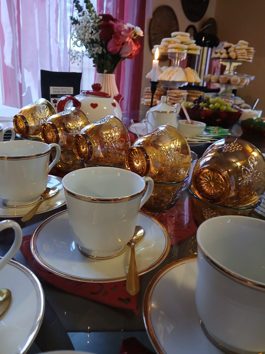 Tea party place setting and table decor